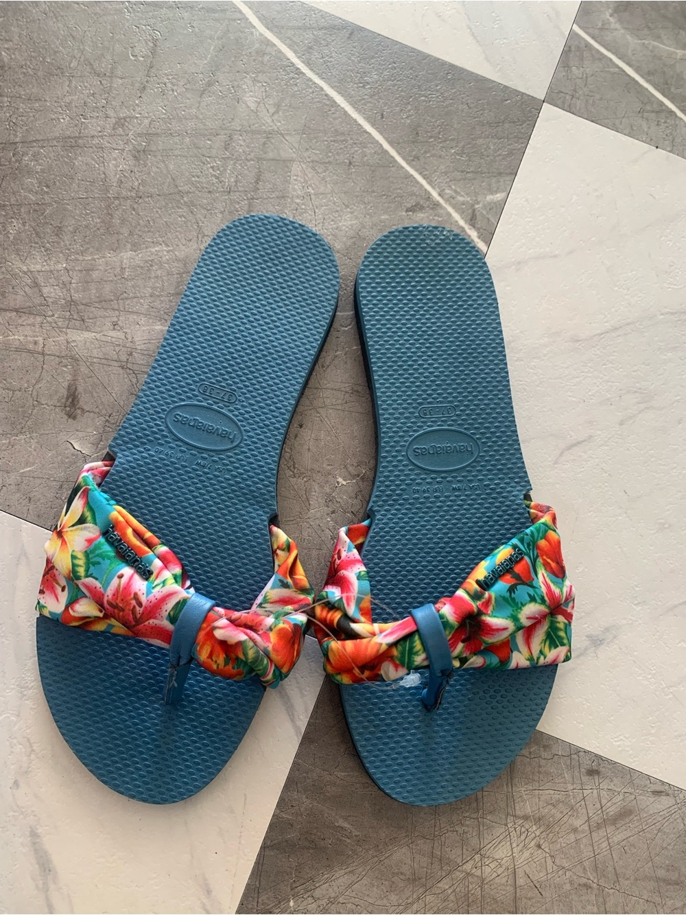 Havaianas Blue Floral Knot-Top Sandals